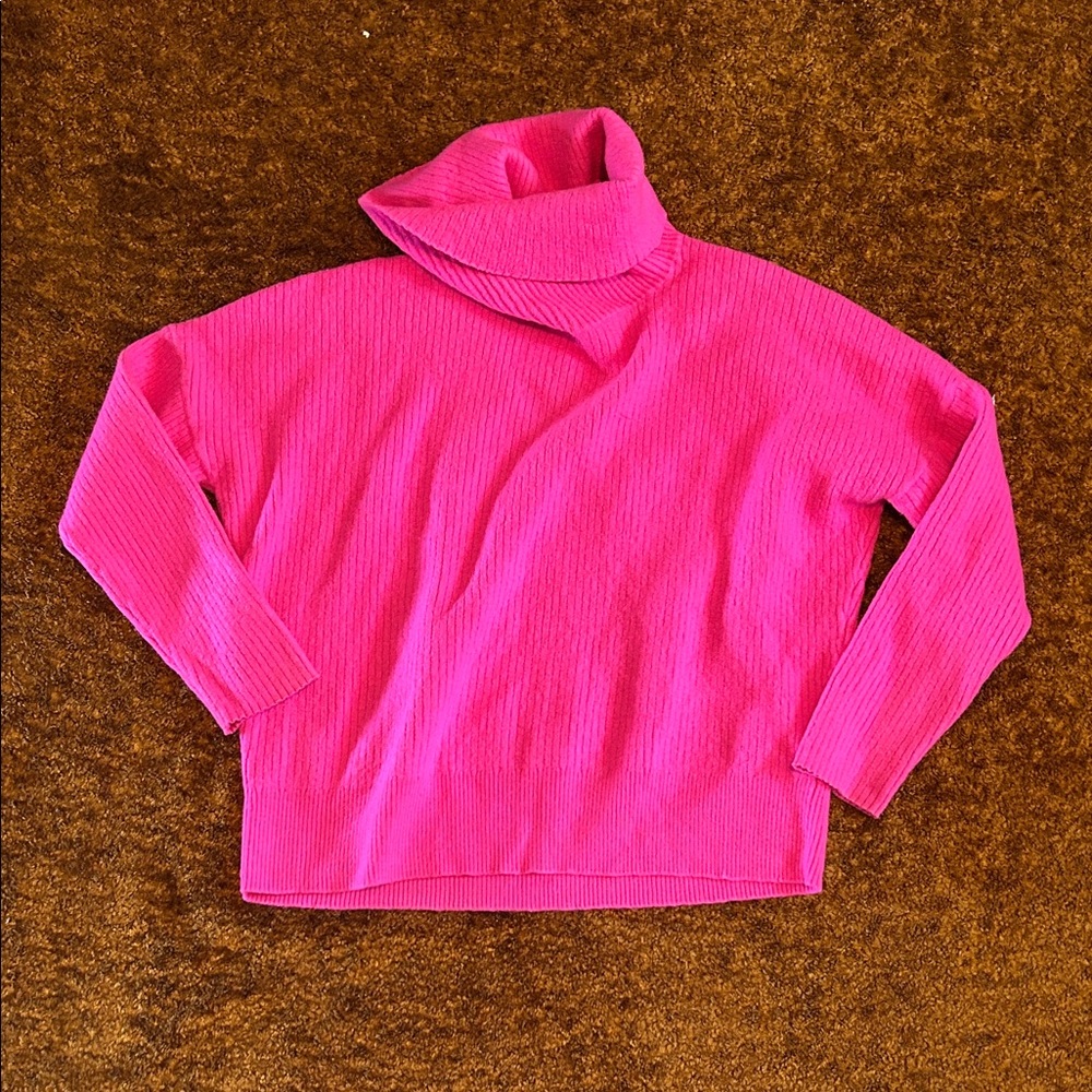 Anthropologie Bright Pink Turtleneck Sweater